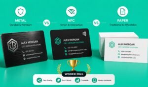 Metal business card vs NFC smart digital card vs traditional paper business card comparison with features